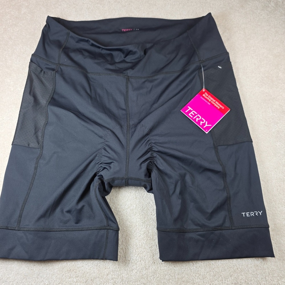 Terry Holster Cycling Shorts Womens 2X Black Hi-Rise 4-Way Stretch Comfort NWT